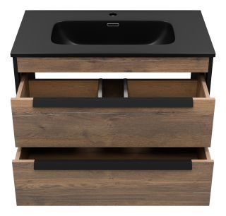 Подвесная тумба под раковину Brevita Monsour MON-09080-0102Я 80см дуб Галифакс олово/чёрный кварц